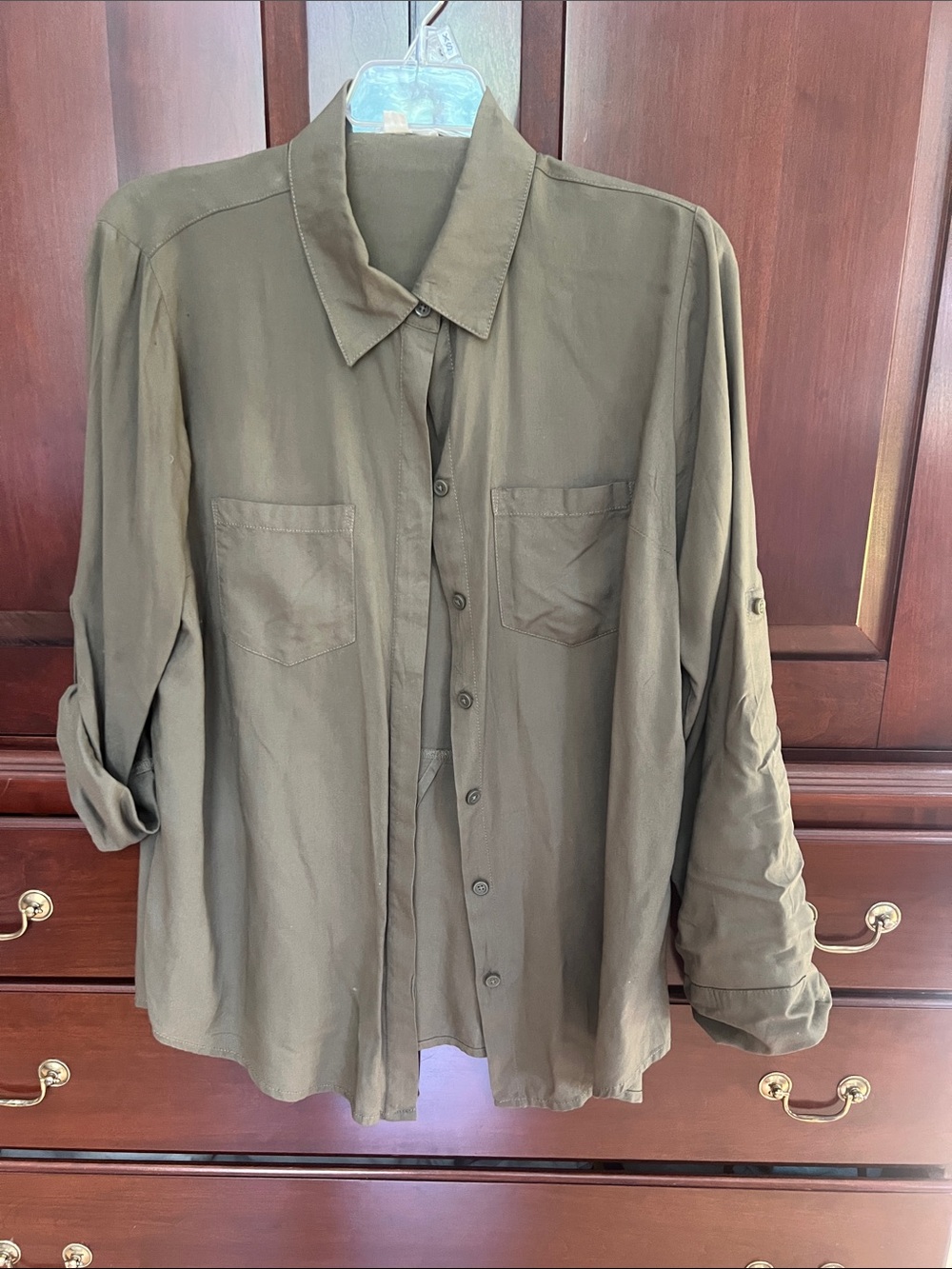 Women’s Olive Green Button-Up Blouse